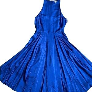 SAU LEE Satiny Knee Length Dress Sleeveless Lined Round Neck Zip Women’s 6 New